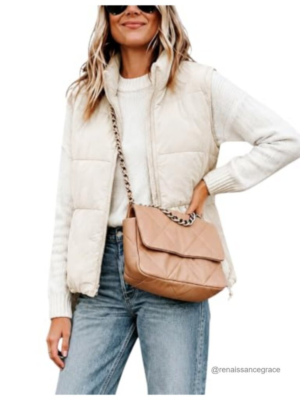 Women's Quilted Puffer Vest Stand Collar Sleeveless Zip Winter Gilet Coat